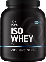 PURE Iso Whey Pro - chocolade - 750gr - whey eiwit isolaat - eiwitshake - koolhydraatarm