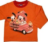 Disney - Mickey Mouse - Jongens Kleding - Sweater - Oranje - Mickey en Pluto in auto - Maat 80