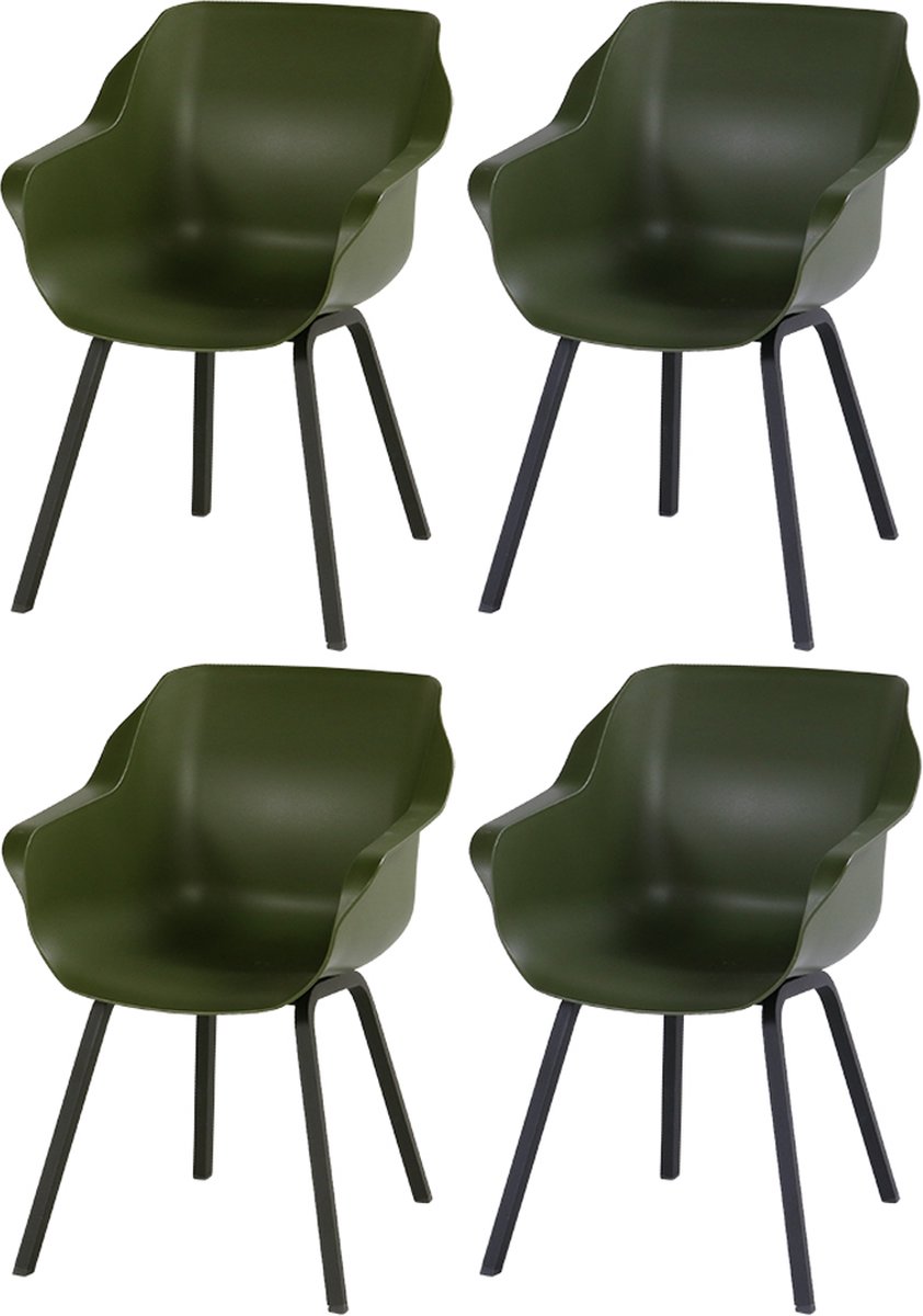 Set van 4 - Hartman Sophie Element dining armstoel - moss groen