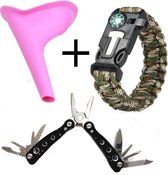 CFO Goods - Survival Kit Voor Vrouwen (Incl. Paracord Survival Armband + Multitool Zakmes + 2-Pack Herbruikbaar Plastuitje)
