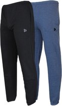 2-Pack Donnay Joggingbroek met boord - Sportbroek - Heren - Maat S - Black/Dark-blue marl