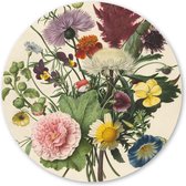 Wandcirkel Boeket Bloemen - 120 cm - Forex - Schilderij Oude Meesters & Bloemen