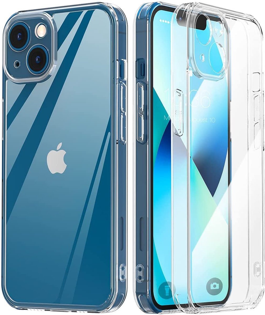 iPhone 13 hoesje siliconen transparant case - Case Transparant + Gratis Glass Screenprotector
