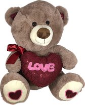 Teddybeer met hart Love (Donkerbruin) Pluche Knuffel 25 cm | Teddy beer Plush Toy | Liefdesbeer beertje bear Valentijn Moederdag cadeau | Ik hou van jou / I Love you Knuffelbeer