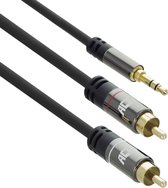 ACT Subwoofer kabel - 3.5mm Jack naar 2x RCA – Verguld - 1.5m AC3605