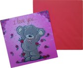 Valentijnskaart Holografisch "I love you" 16x16 cm | Valentijns Tip