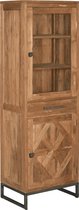 Tower living | mascio vitrinekast met 1 lade en 2 deurtjes | teakhout (gerecycled) | bruin | 65 x 45 x 195 (h) cm