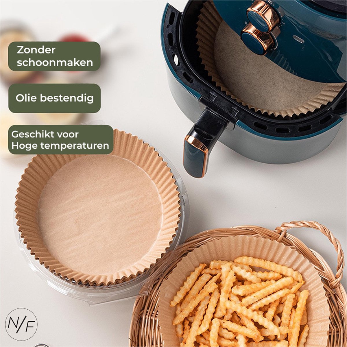 N&F AirFryer Wegwerpbakjes AirFryer Bakpapier AirFryer Papieren