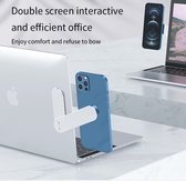 Magnetische Telefoonhouder Laptop - Beugel - Opvouwbaar - Verstelbaar - Telefoonhouder- Telefoonstandaard - Smartphone - Zilver