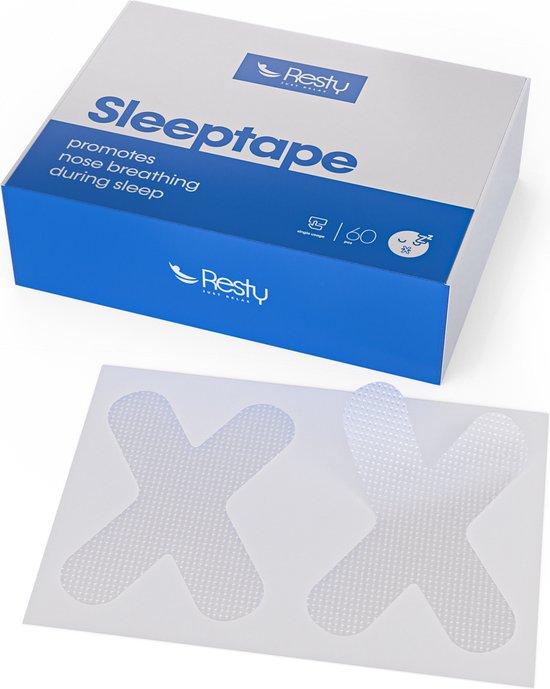 Resty® Sleeptape - Slaaptape - 60 stuks - Anti-Snurk - Mouth Tape - Bevordert neusademhaling - Antisnurkstrips - Biohacking - Mondpleister