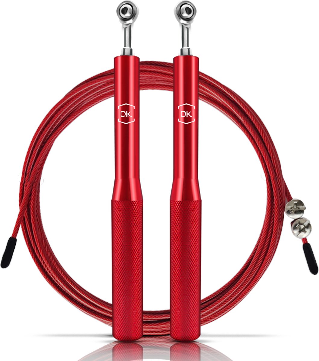 DK.® Professioneel Crossfit & Fitness Springtouw - Speedrope - Jump Rope - voor Volwassenen en Kinderen - Rood