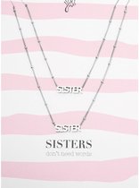 Yehwang - Ketting - Sisters - Sister & Sister- Zusjes - Necklace - Zilverkleurig - Stainless Steel - Nikkelvrij - Verkleurd Niet