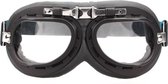 Zwart chrome motorbril helder glas