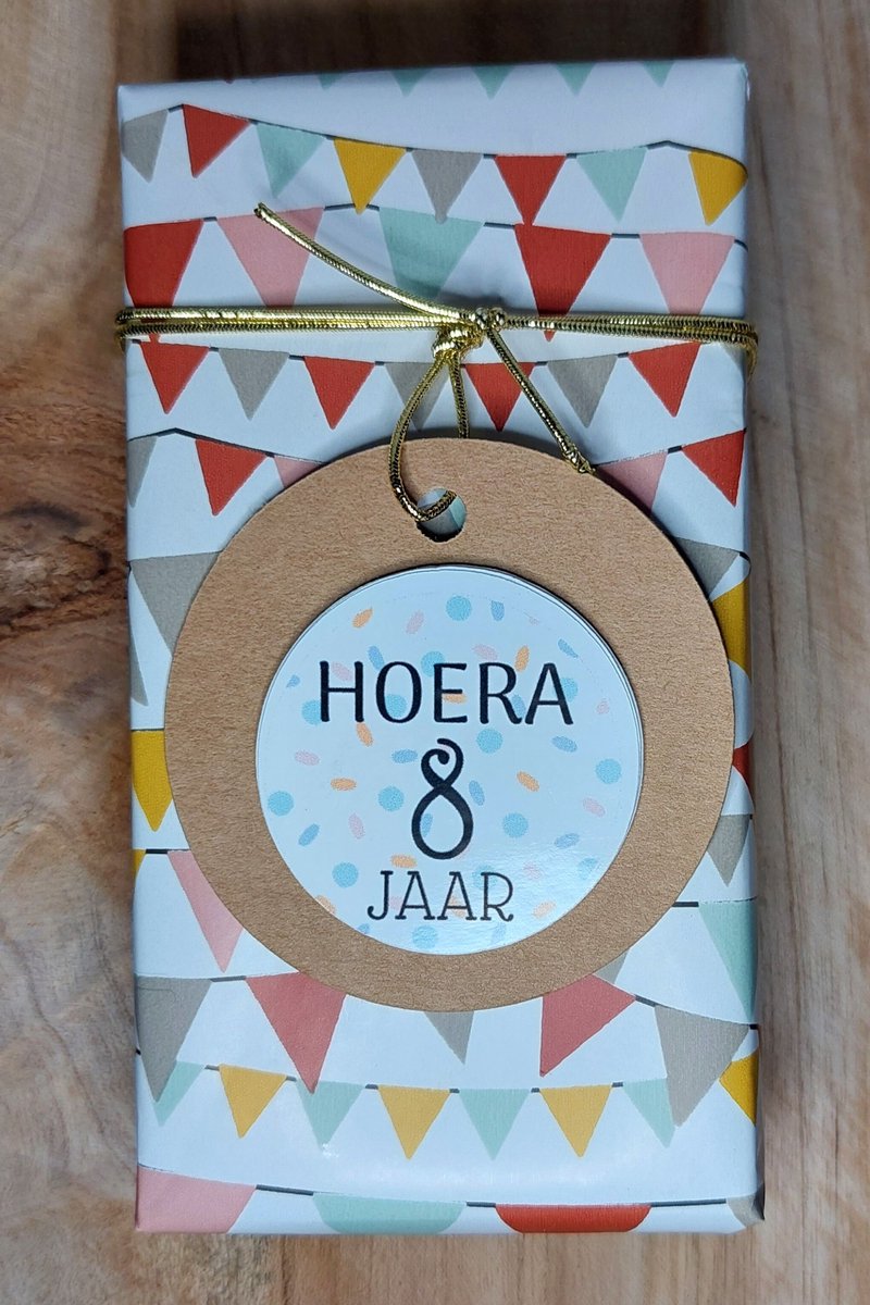 Traktatiestickers Hoera 8 Jaar - Stickervel - Cadeausticker - Wensetiket - Rond 40 mm - Sluitsticker - 20 stuks - Wit Pastel Groen Geel Roze Groen Blauw Paars Confetti - Sticker 8e Verjaardag - Kinder Traktatie - Basisschool Kinderfeestje Feest — afbeelding 2