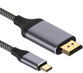 USB C naar DisplayPort kabel - 3840 x 2160 (60Hz) - Nylon mantel  - Grijs - 1 meter - Allteq