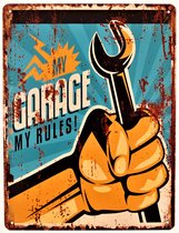 2D Metalen wandbord "My garage, My rules!" 33x25cm