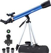 Aomekie Telescopische astronomie, 234X refractor telescoop voor kinderen beginners met 10X smartphone-adapter, uittrekbare statief, tas, maanfilter en rechtopstaande zoeker