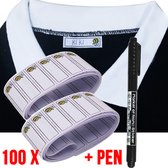 LaGloss® Set Textiel Naam Labels Lieveheersbeestje - Wasbare Kleding Etiketten - Kinderkleding Naam Tags - Opstrijk Naamlabels - SET 100 Stuks + Pen Zwart