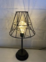 Industriële metalen LED lamp - zwart - hoogte 35 x dia 17 x 10 cm - tafelmodel - Decoratieve verlichting - Woonaccessoires