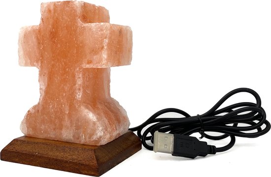 Lampe à sel USB Lampe de table Croix de sel de l'Himalaya Lumière RVB