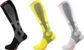 Prevent Sprain Technology Compression socks - Maat: Schoenmaat: 37-39 & kuitomtrek 32-37 cm, Kleur: Neon geel