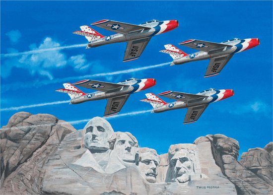 Thijs Postma - TP Aviation Art - Vliegtuigposter - Republic F-84 Thunderbirds Mt. Rushmore