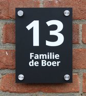 Naambordje voordeur - Huisnummerbord - Zwart mat acrylaat - 15x20cm