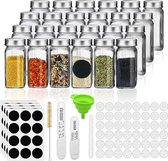 SAWAKE Kruidenpotjes 24 Set - met deksel, Kruidenkit met Labels -voor Handige en Praktische opslag van specerijen