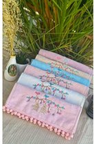 Kleurrijke handdoek - pompon handdoek - 6 pack - velvet handdoek - theedoek
