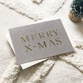 10x Kerst Ansichtkaart met Goudfolie en envelop - Merry X-Mas