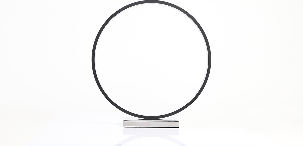 Designnest Round Table Lamp | HENG – Tafellamp - Bureaulamp – Nachtlamp – Rond - 35 cm – dimbaar - Zwart-Chroom