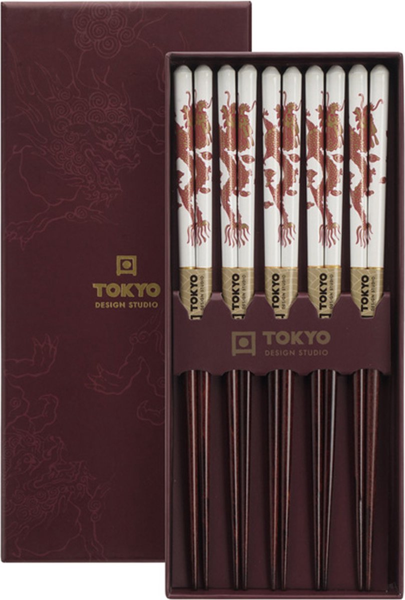 Tokyo Design Studio – Chopsticks Set - Eetstokjes – Draken - 5 stuks - Tokyo Design Studio