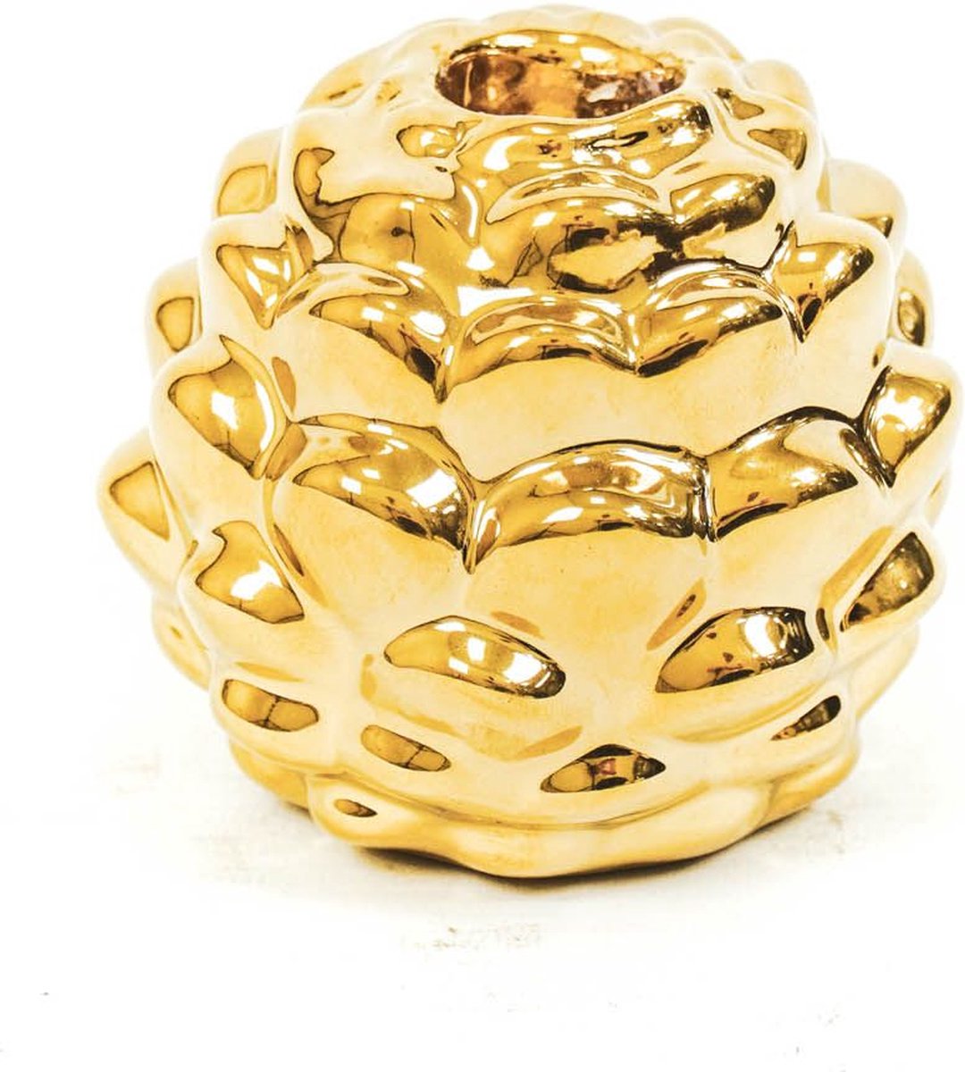 Housevitamin Dennenappel kandelaar - Goud - Porselein - 8x7cm