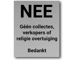 Brievenbusbordje RVS-look - Géén collectes / verkoopt - 5 x 7 cm | Incl. dubbelzijdige tape voor bevestiging | Gratis Verzending | Incl. 2 jaar garantie
