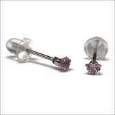 Aramat jewels ® - Zirkonia zweerknopjes ster 3mm oorbellen roze chirurgisch staal