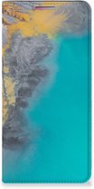 Hoesje Motorola Moto G60s Flip Case Marble Blue Gold