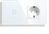 Stopcontact met Enkelpolige Schakelaar - Schakelaar met lampje - Touch Light Switch - Snoerloze Schakelaar - Touch Schakelaar - Wit