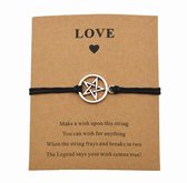 Love armband-armband als cadeau-pentagram -armband voor gothic -satan armband- armband gift -pentagram armband -satan armband -pentagram -armband kado -armband met steen -Zwarte ar