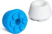 kwmobile 2x houder voor scheermes, tandenborstel en badkameraccessoires - Siliconen standaard met zuignap in wit / lichtblauw