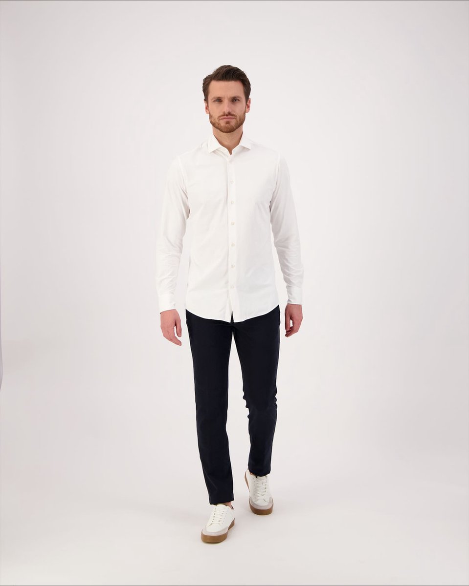 PEERS-Amsterdam - overhemd heren lange mouwen - Wit - rek in 4 richtingen - beweegt altijd met je mee - slim fit - kreukvrij/strijvrij - maat 43 - XL