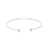 Xoo - Bangle - Zirkonia - Met steen - Twee steentjes - Luxe armband - Chique - Cadeau - Fashion - Trendy - Verstelbaar - 925 zilver - Zilver