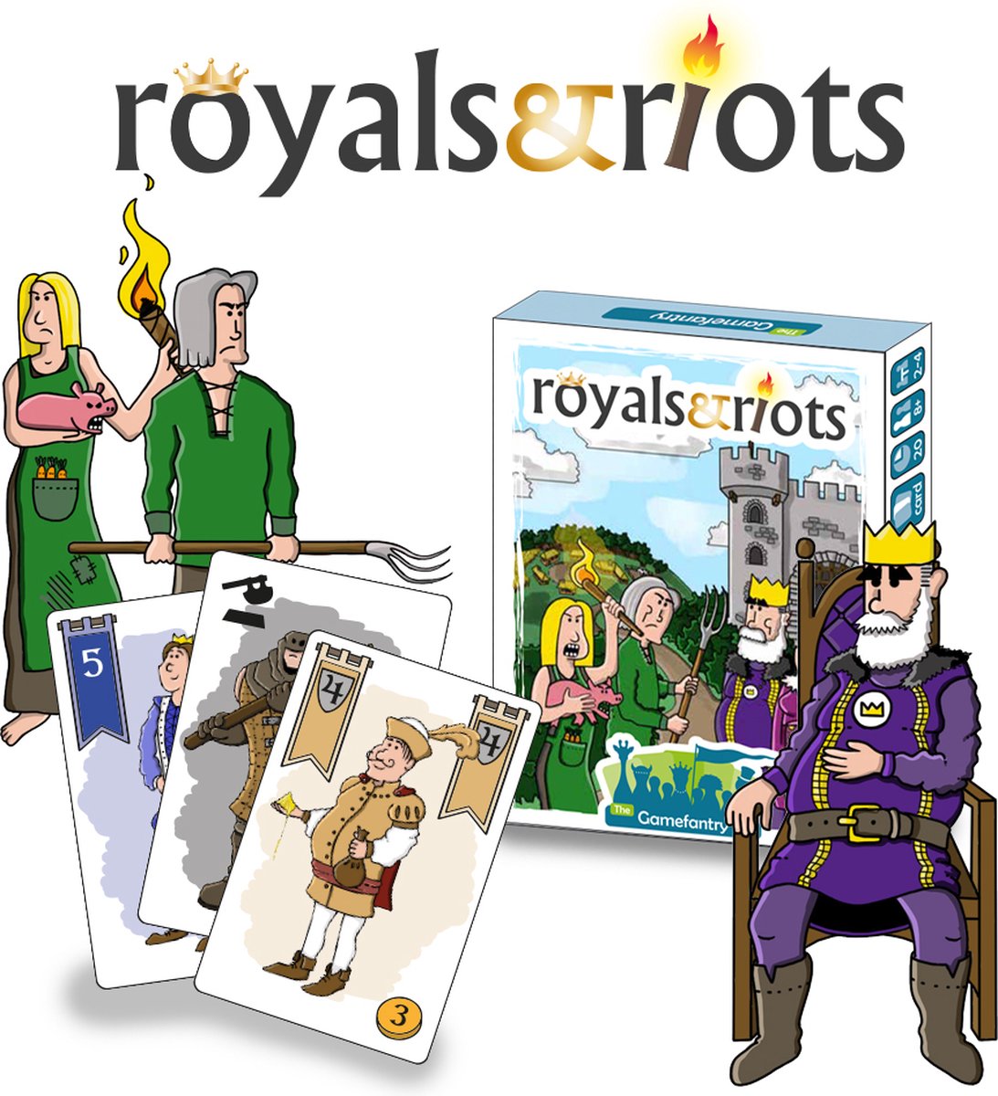 Royals & Riots | Kaartspel Kinderen | Kaartspel Pesten | Spellen voor Kinderen | Familie Kaartspel | Familiespel Kinderen | Vanaf 8 jaar | 2-4 Personen