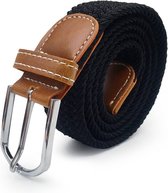 Canvas riem zwart gevlochten met stretch - Elastische riem unisex
