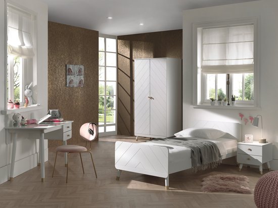 Kledingkast Billy 2 deuren MDF - wit/goud