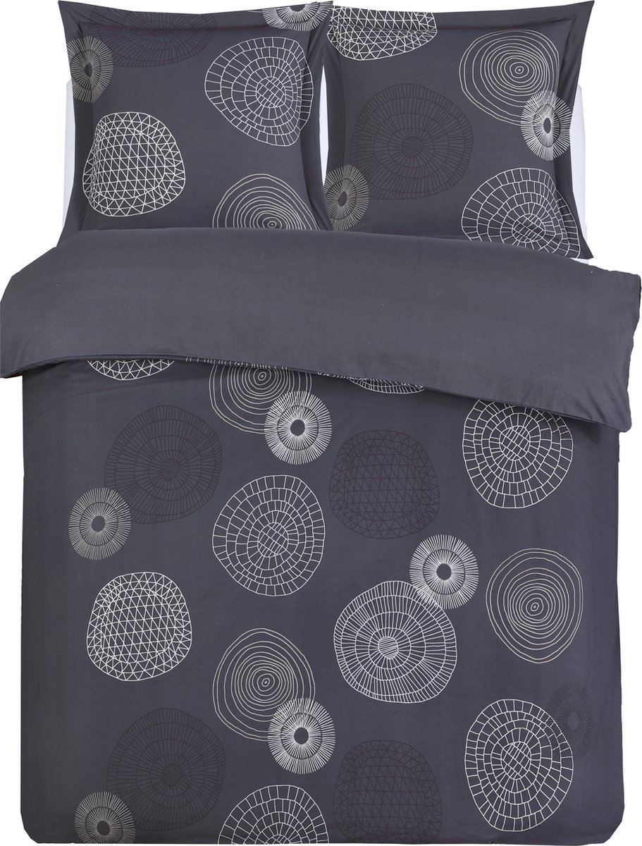 Vision - Fabrizio grijs - Dekbedovertrek 200x200cm met 2 bijhorende slopen - 100% katoen