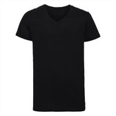 Basic V-hals t-shirt vintage washed zwart voor heren - maat XXL
