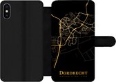 Bookcase Geschikt voor iPhone XS telefoonhoesje - Dordrecht - Kaart - Goud - Zwart - Met vakjes - Wallet case met magneetsluiting