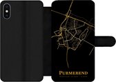 Bookcase Geschikt voor iPhone XS Max telefoonhoesje - Purmerend - Kaart - Zwart - Goud - Met vakjes - Wallet case met magneetsluiting