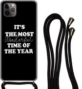 Hoesje met koord Geschikt voor iPhone 11 Pro Max - Kerst - Quotes - Spreuken - It's the most wonderful time of the year - Siliconen - Crossbody - Backcover met Koord - Telefoonhoesje met koord - Hoesje met touw