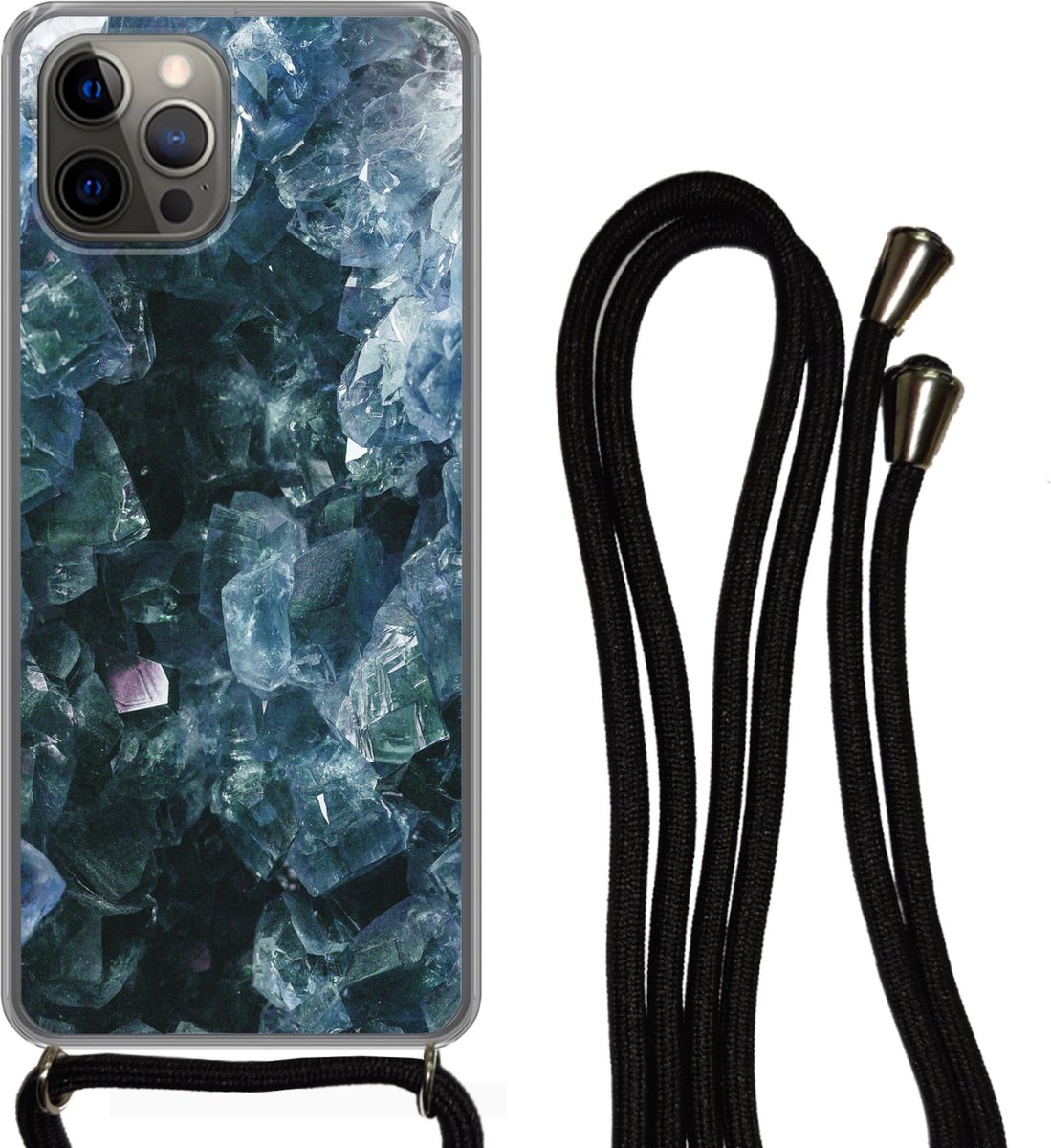 Telefoonkoord - Telefoonketting - Telefoonhoesje Geschikt voor iPhone 13 Pro Max - Edelstenen en mineralen - Kristal - Natuursteen - Siliconen - Crossbody - Telefoonhoesje met koord Telefoonhoesje